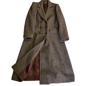Brooks Brothers Womens Vtg Old Money Double Breasted Tweed Wool Long Overcoat 8